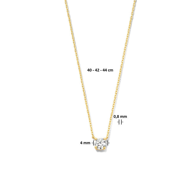 Blinckers Jewellery Huiscollectie BJ Collier 40.22750 14k Geelgoud Zirkonia Hanger 0,8mm 40-44cm
