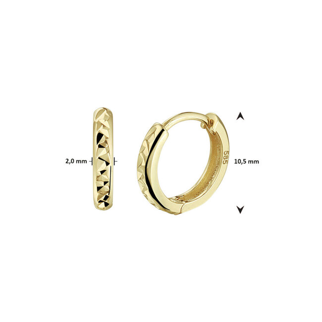 Blinckers Jewellery Huiscollectie BJ Oorbellen 40.24840 Goud 14k Klapoorringen Gediamanteerd 2x10,5mm
