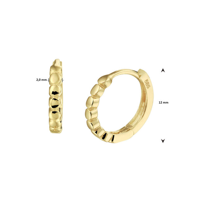 Blinckers Jewellery Huiscollectie BJ Oorbellen 4024841 Goud 14k Klapoorringen relief 2x12 mm