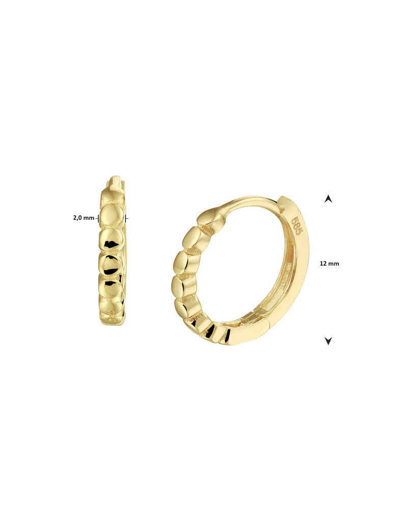 Blinckers Jewelry Huiscollectie BJ 4024841oorbellen creeol 14 k goud met relief 2 x 12 mm