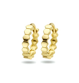 Blinckers Jewelry Huiscollectie BJ 4024843 oorbellen klap creool in 14k goud met zeshoek motief plat