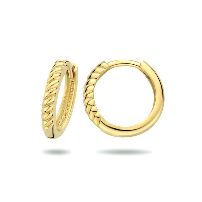 Blinckers Jewellery Huiscollectie BJ Oorbellen 40.24844  Goud 14k Klapoorringen Met Relief 2.5 x 13 mm