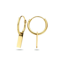 Blinckers Jewelry Huiscollectie BJ 4024847 oorbellen creol met hanger staafje in 14 k goud 1.3 x 13 mm