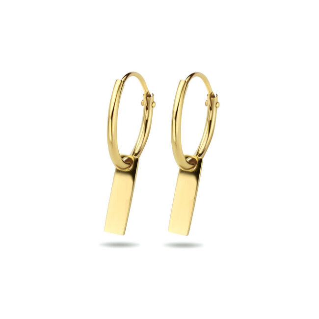 Blinckers Jewellery Huiscollectie BJ Oorbellen 40.24847 Goud 14K Oorringen 1.3 x 13 mm Hangertje 9x2.5mm