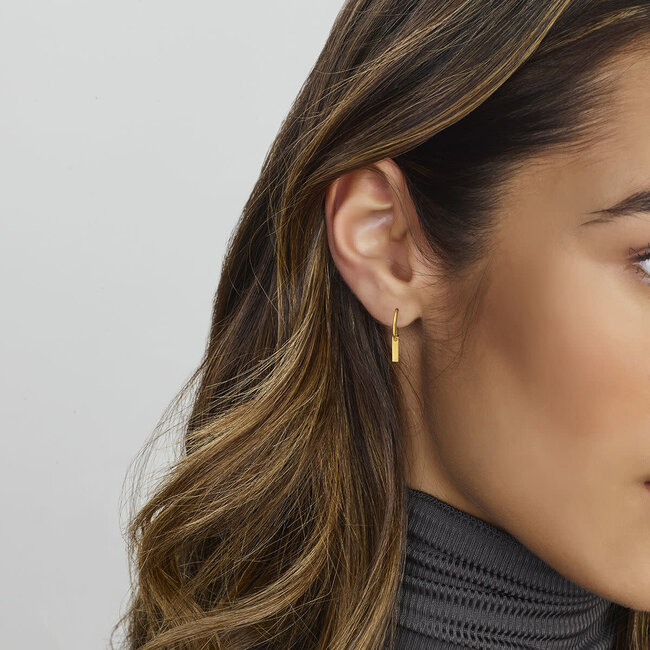 Blinckers Jewellery Huiscollectie BJ Oorbellen 40.24847 Goud 14K Oorringen 1.3 x 13 mm Hangertje 9x2.5mm