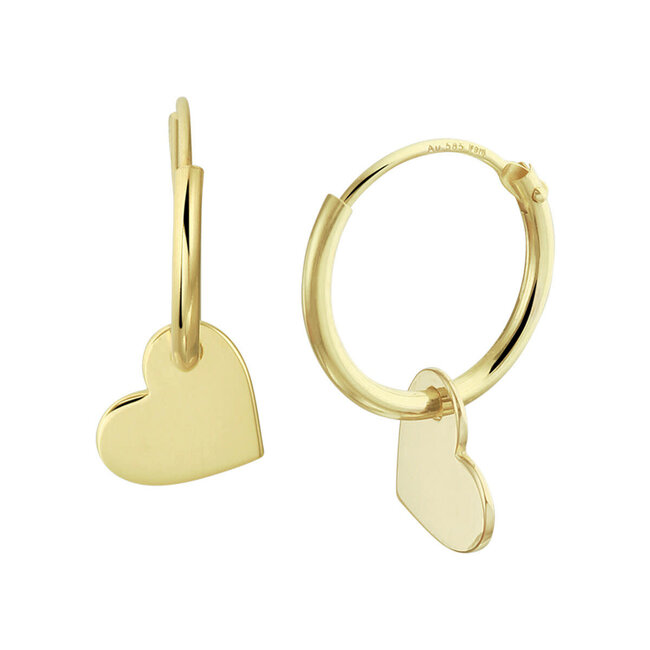Blinckers Jewellery Huiscollectie BJ Oorbellen 40.24848  Goud 14k Oorringen 13mm Hartjes 7x8mm
