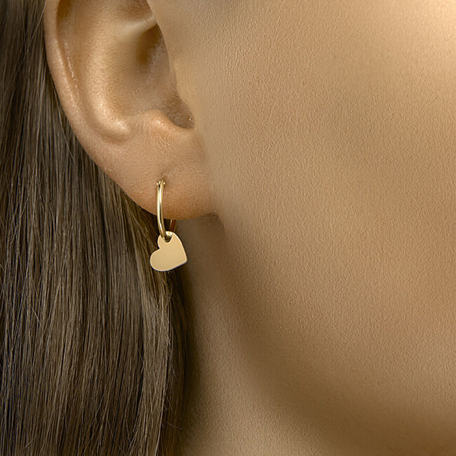 Blinckers Jewellery Huiscollectie BJ Oorbellen 40.24848  Goud 14k Oorringen 13mm Hartjes 7x8mm