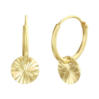 Blinckers Jewellery Huiscollectie BJ 4024849 oorbellen creool in 14 k goud met hanger cirkel gediamanteerd 3 mm