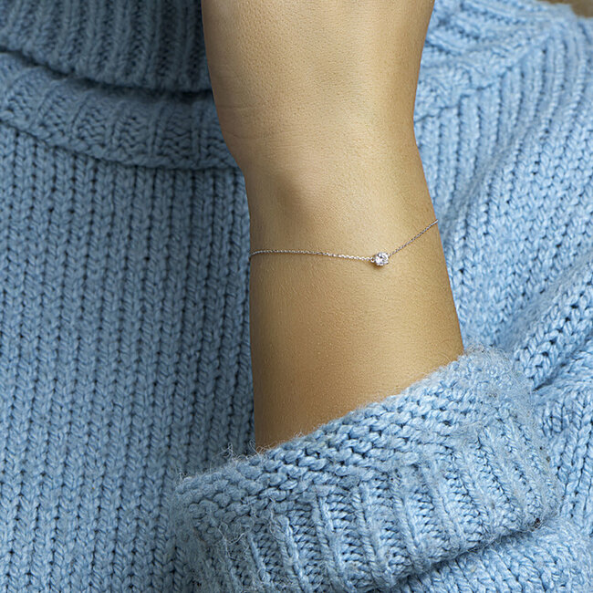 Blinckers Jewellery Huiscollectie BJ Armband 41.05382 14k Witgoud Zirkonia 16-18 cm