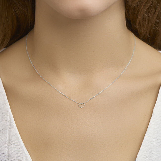 Blinckers Jewellery Huiscollectie Bj Collier 41.05387 14k Witgoud Hart 0,8mm 40-44cm