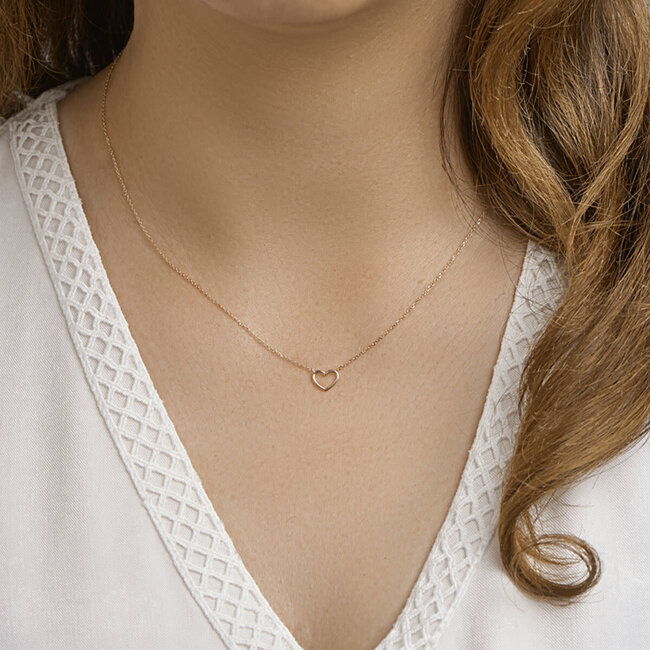 Blinckers Jewellery Huiscollectie BJ Collier 44.01254 14k Roségoud Hartje 0,8mm 40-44cm