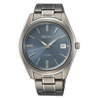 Seiko Seiko Horloge SUR371P1 Titanium Quartz 100m Waterdicht en Saffier Glas 40mm