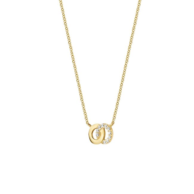 Blush Blush 3126YZI collier14k  goud dames met twee rondjes waarvvan 1 bezet met zirkonia