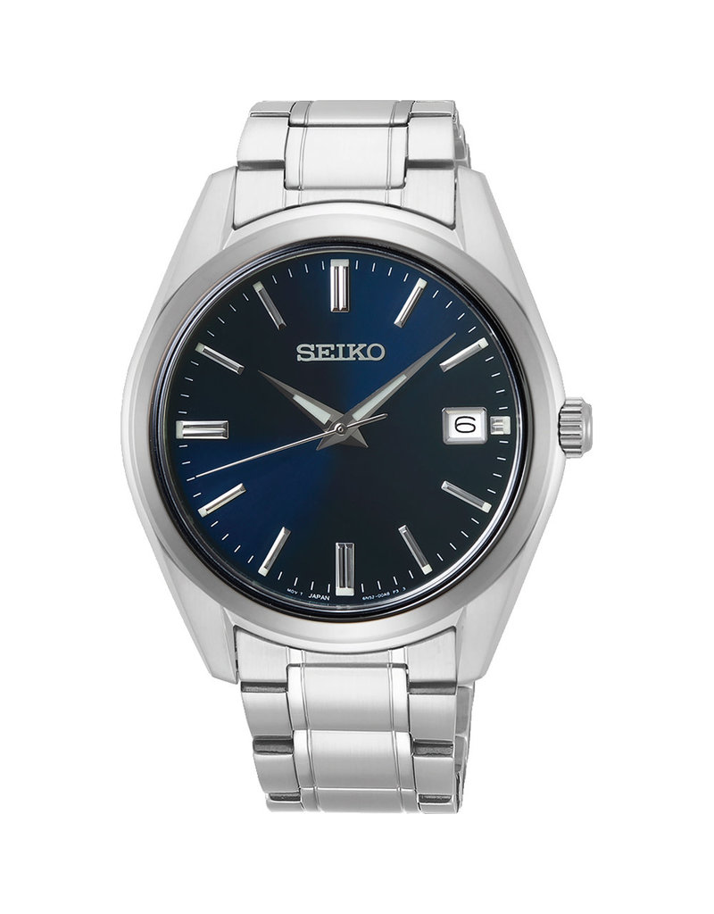 Seiko Seiko SUR309P1 horloge heren staal met blauwe sunray wijzeplaat en stalen accenten uitgevoerd met saffierglas