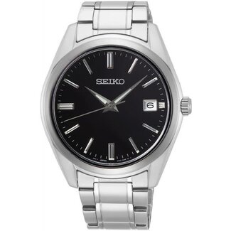 Seiko Seiko Horloge SUR311P1 Staal Quartz 100M Waterdicht met Zwarte Wijzerplaat en Saffier Glas 100M Waterdicht 40mm