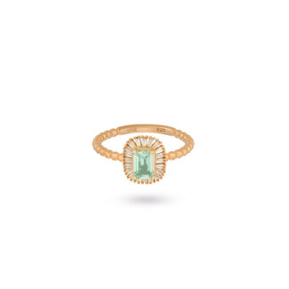 24KAE 24Kae Ring 12442Y/52 Zilver met Geelgouden plating en groene en witte zirkonia's Maat52