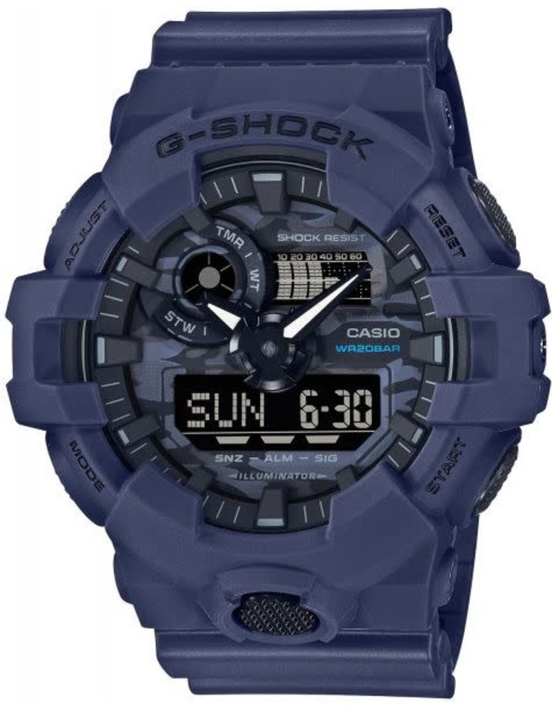 Casio-G Shock Casio GA-700CA-2AER horloge kunsstof in blauw  anadigi