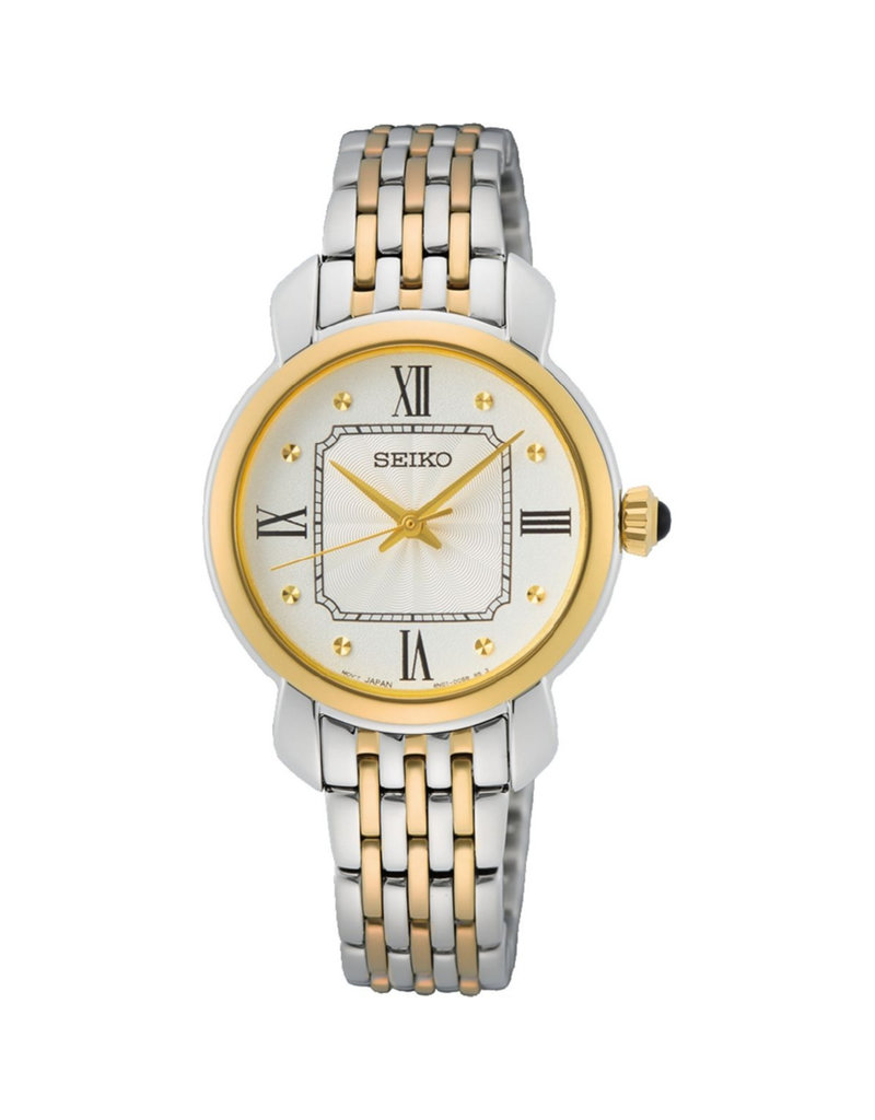 Seiko Seiko SUR498P1 horloge dames bi-color met witte wijzerplaat en zwarte indexen