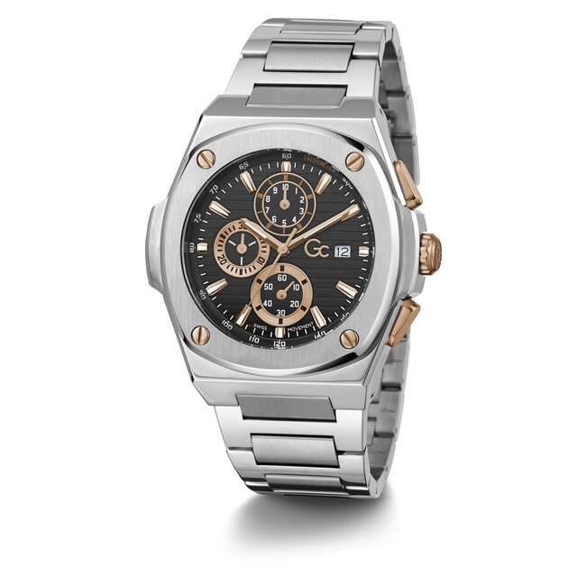 GC GC Heren Horloge Y99001G2MF Staal Bi-color Swiss Made Quartz 44mm