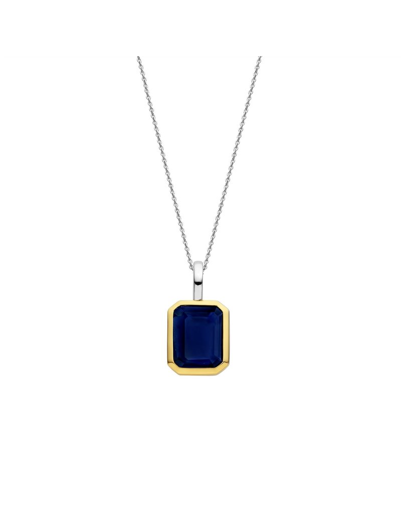 Ti Sento Milano Ti Sento Collier 6817BY Zilver collier met blauwe steen in vergulde bedel