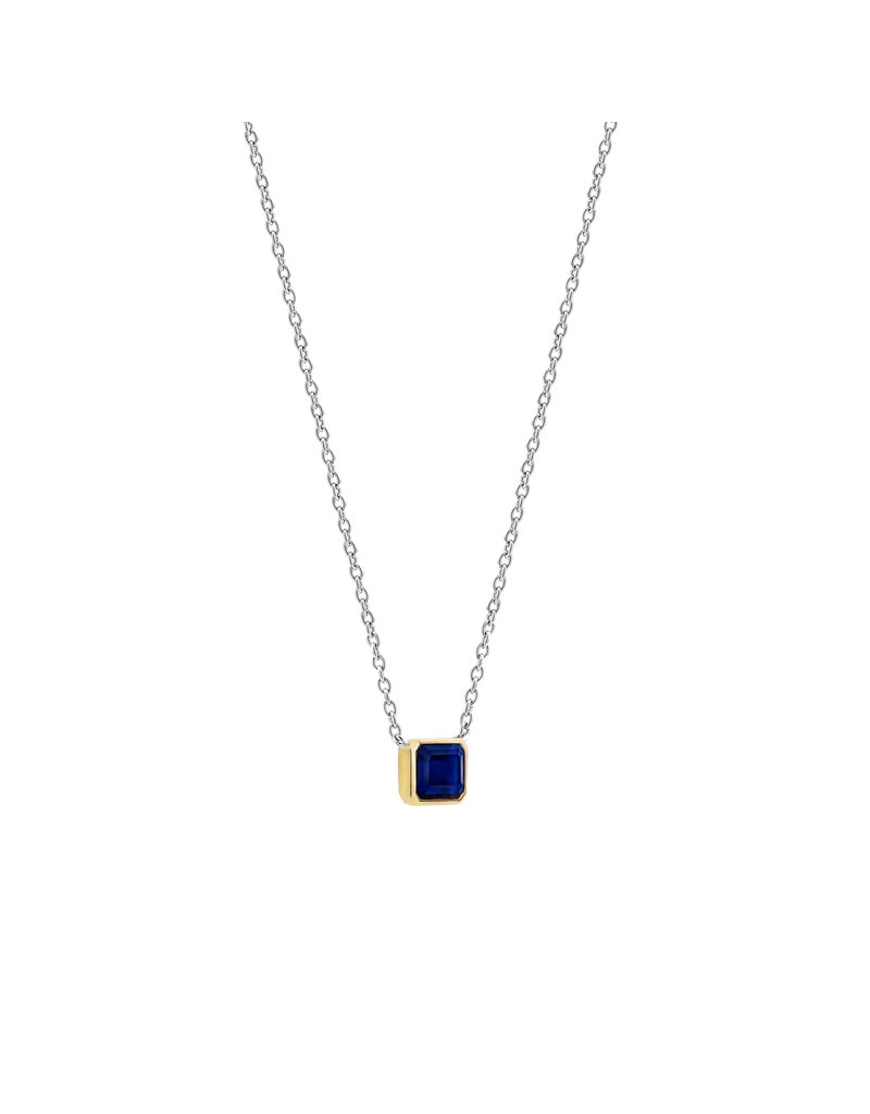 Ti Sento Milano Ti Sento 3998BY/42 collier in 925 ilver met idem hanger goldplated met blauwe saffier look