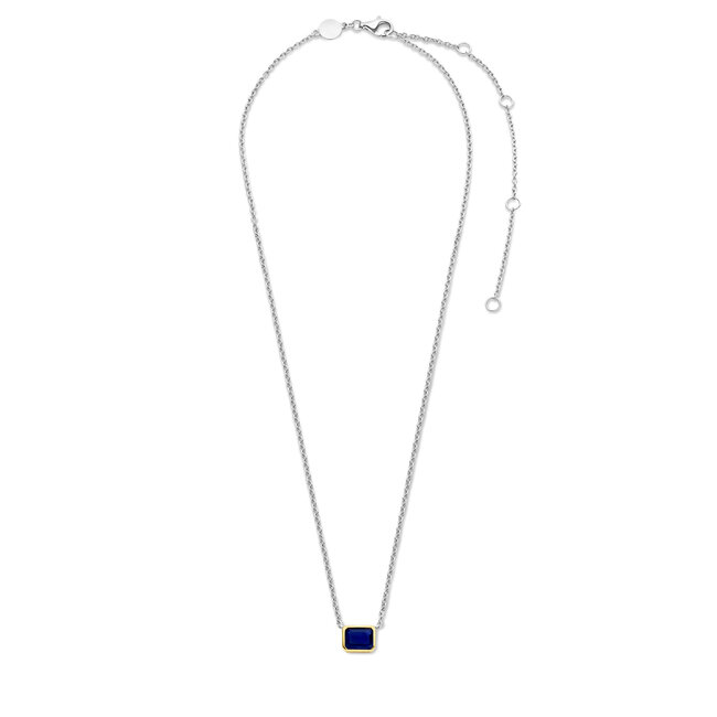 Ti Sento Milano Ti Sento 3998BY/42 collier in 925 ilver met idem hanger goldplated met blauwe saffier look
