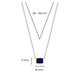 Ti Sento Milano Ti Sento 3998BY/42 collier in 925 ilver met idem hanger goldplated met blauwe saffier look
