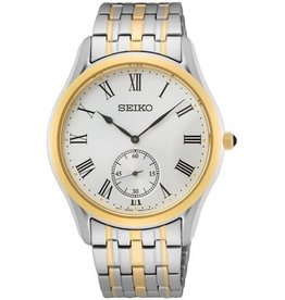 Seiko Seiko SRK048P1 horloge heren staal bi-color geelgoud vintage witte wijzerplaat met Romeinse cijfers