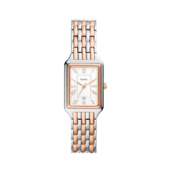 Fossil Fossil Horloge ES5222 Staal Bi-color Roségouden Plating Quartz Rechthoekige Kast