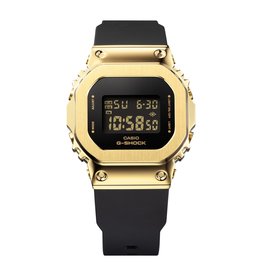 Casio-G Shock G-shock GM-S5600GB-1ER horloge unisex digitaal staal goldplated met zwartekunststof  band en zwarte digitale wijzerplaat