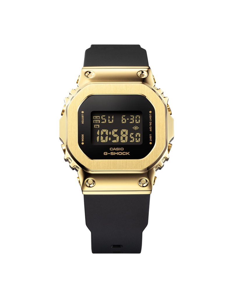 Casio G-Shock CASIO G-shock GM-S5600GB-1ER horloge unisex digitaal staal goldplated met zwartekunststof  band en zwarte digitale wijzerplaat