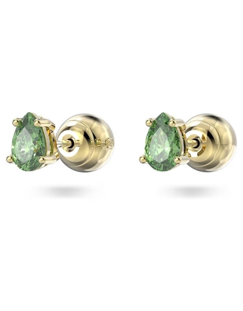 Beleefd vermoeidheid Ongewijzigd Swarovski 5639120 oorbellen / stud in geelgoud platen met groen peervormige Swarovski  kristal - Blinckers Jewels & Watches