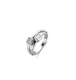 Ti Sento Milano Ti Sento Ring 12275ZI/56 zilver dubbel met gezette baquet en pave stenen