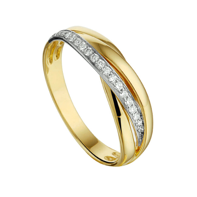 The House Of Blinckers THOB Ring 42.07449/17.5 14k Geelgoud 0.13ct H SI Briljant geslepen Diamant Maat 17.5