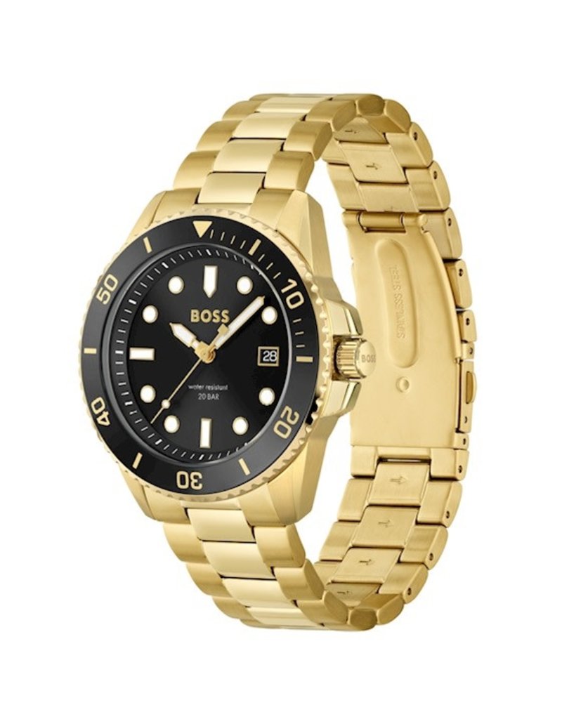 BOSS BOSS Horloge Heren HB1513917 Staal Goudkleurig met Zwarte Wijzerplaat