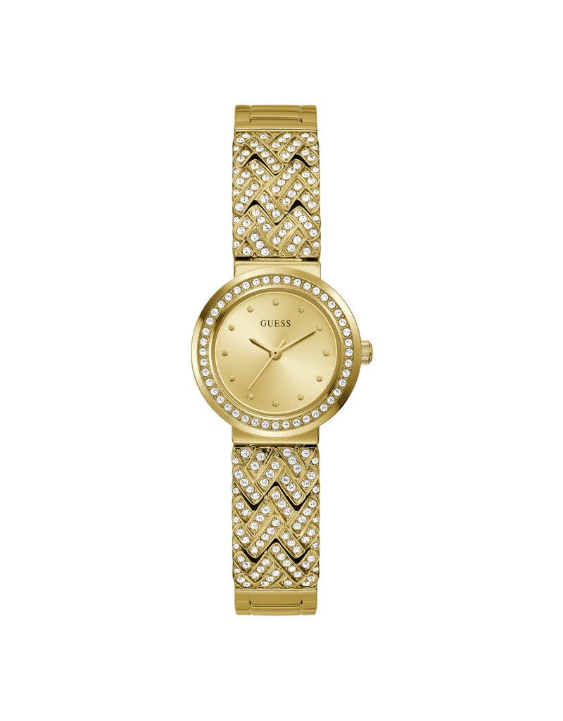 Guess Guess Dames Horloge GW0476L2 Staal met Geelgouden Plating Quartz en Geelgouden Wijzerplaat met Zirkonia