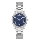 Guess Guess Dames Horloge GE0307L1 Staal Quartz met Blauwe Wijzerplaat en Zirkonia 39mm