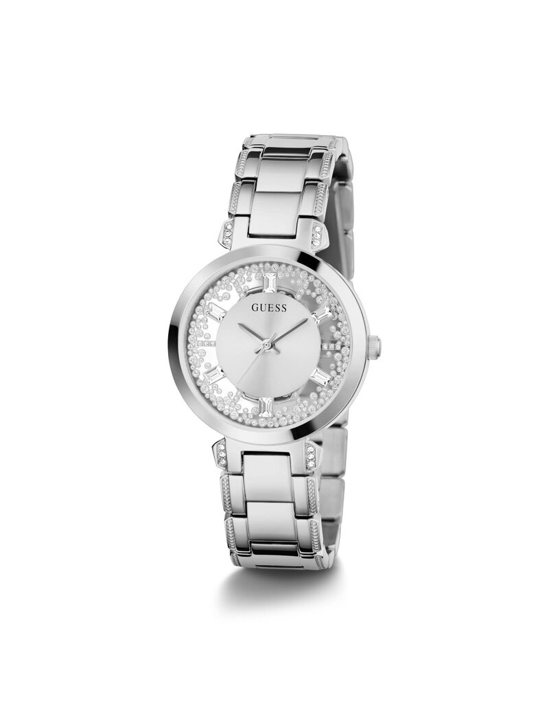 Guess Guess Dames Horloge GW0470L1 Staal Quartz met Zilverkleurige Wijzerplaat en Zirkonia 39mm