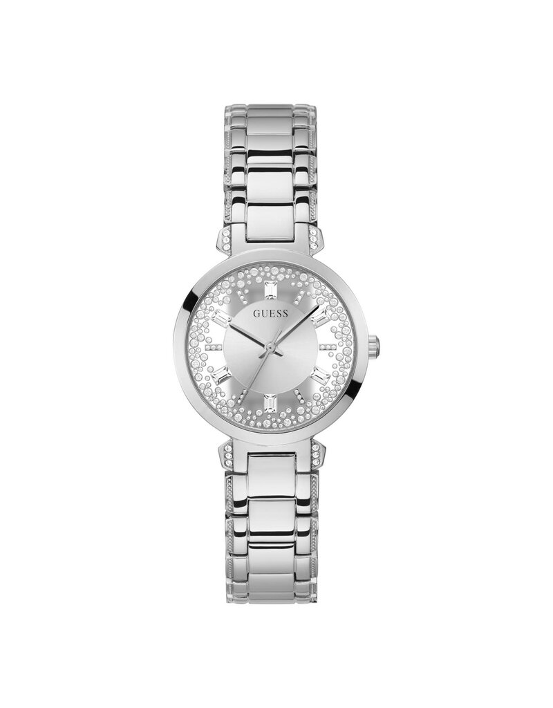 Guess Guess Dames Horloge GW0470L1 Staal Quartz met Zilverkleurige Wijzerplaat en Zirkonia 39mm