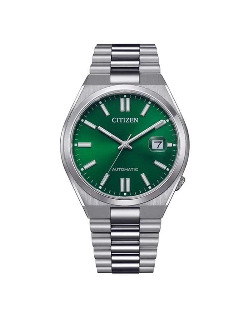 Citizen Citizen NJ0150-81X horloge heren staal 40 mm automaat 3 hands met groene wijzerplaat en datum functie en saffier glas