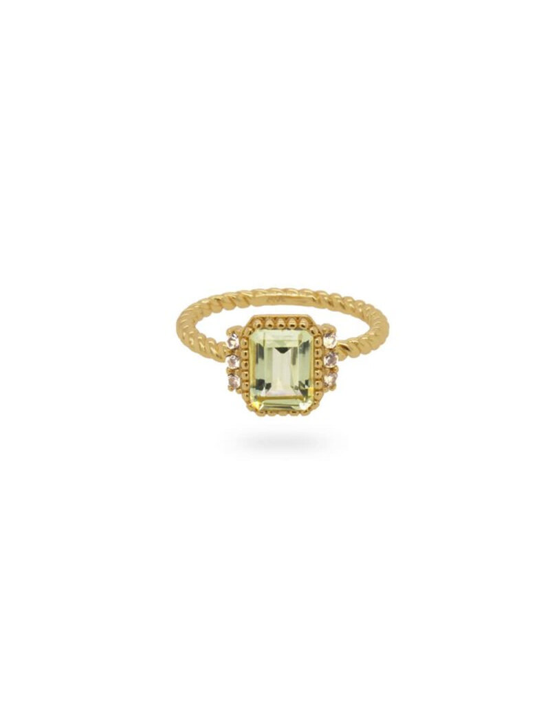 24KAE 24Kae 12402Y/54 ring dames goldplated met groene steen