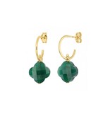 Morganne Bello Morganne Bello Oorbellen 1017YC285 18k Geelgoud Green Agate Clover