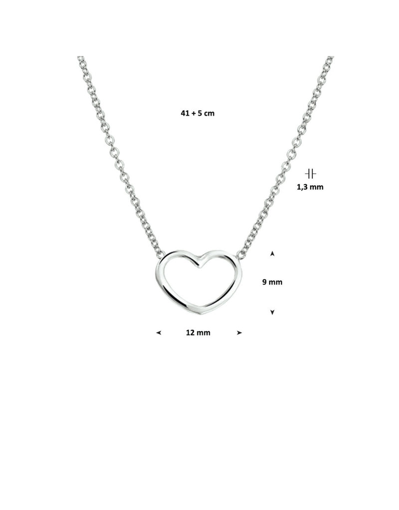 Blinckers Jewelry Huiscollectie BJ 1324659 collier dames zilver met hanger hart 41 cm verstelkbaar tot 46 cm