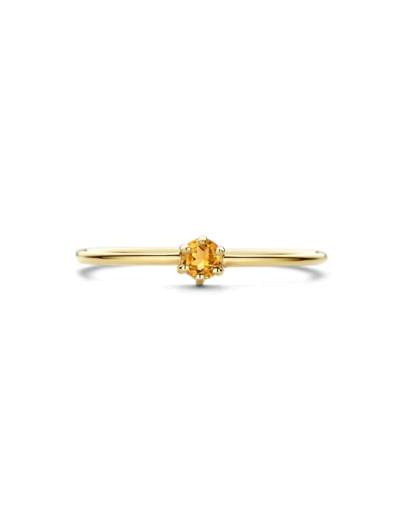 Blinckers Jewelry Huiscollectie BJ 4021456 ring dames in 14k goud met natuursteen Citrien 0.125ct  3 mm in maat 17.5 (geboorte steen november)