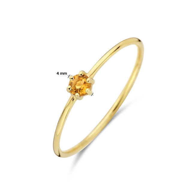 The House Of Blinckers THOB Ring 40.21456/17.5 14k Geelgoud  met 0.125ct Citrien 4mm Maat 17.5 (November)