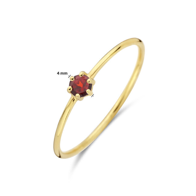 The House Of Blinckers THOB Ring 40.27602/16.5 14k Geelgoud met 0.14ct Granaat 4mm Maat 16.5 (Januari)