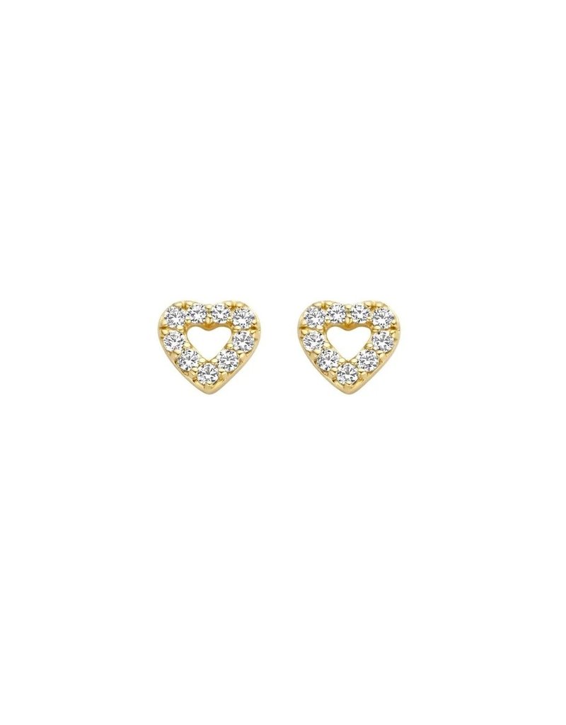 Blush Blush 7299YZI oorbellen dames stekers in 14k goud hartvorm met gezetten briljant geslepen zirconia's
