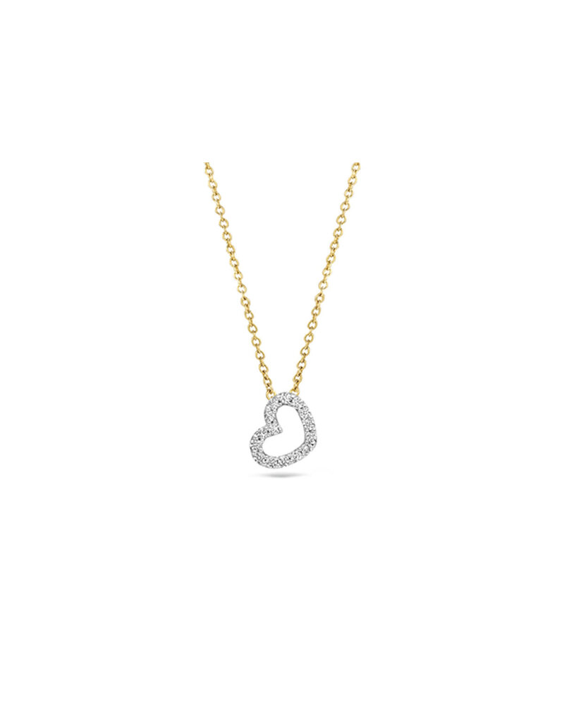 Blush Blush Collier 3608YDI 14k Geelgoud 0,06crt G SI Briljant geslepen Diamant Hart 42cm