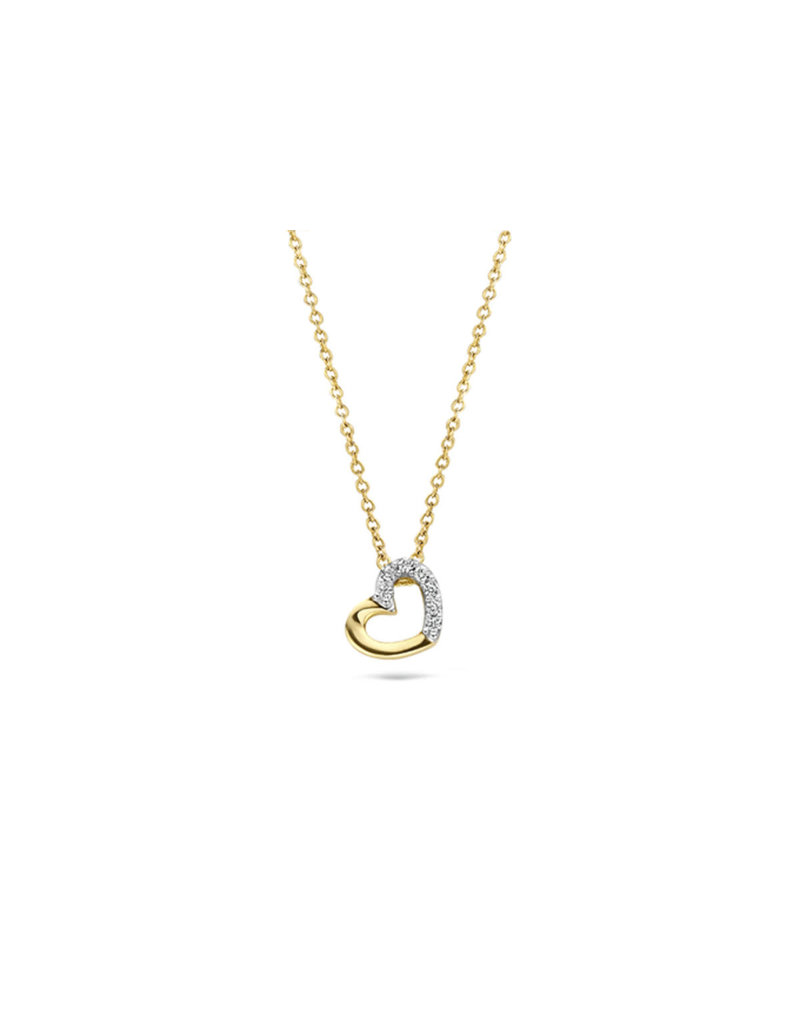 Blush Blush Collier 3609YDI 14k Geelgoud 0,03crt G SI Briljant geslepen Diamant Hart 42cm