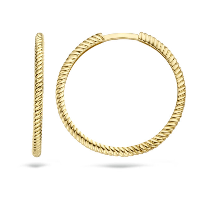 Blush Blush 7287YGO oorbellen dames creool in 14k goud met ribbek motief 2cm doorsnede